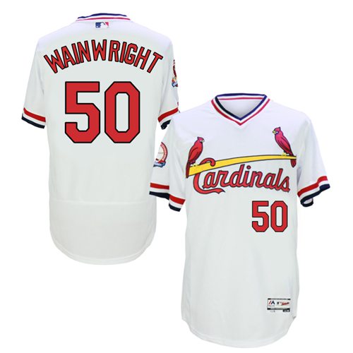 Cardinals #50 Adam Wainwright White Flexbase Authentic Collection Cooperstown Stitched MLB Jersey